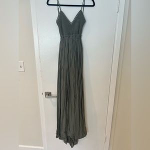 Miss Avenue Olive Green Crochet top boho maxi dress